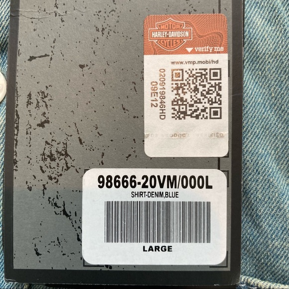 L Harley Davidson Garage Lightweight Denim Long Sleeve Button Up Shirt - Picture 8 of 12